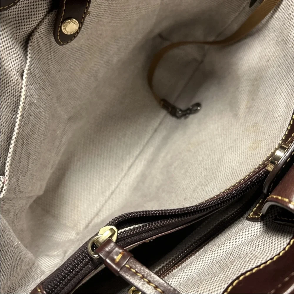 Dooney & Bourke Leather & Python Snakeskin Style Brown & Orange Shoulder Bag - Picture 16 of 16